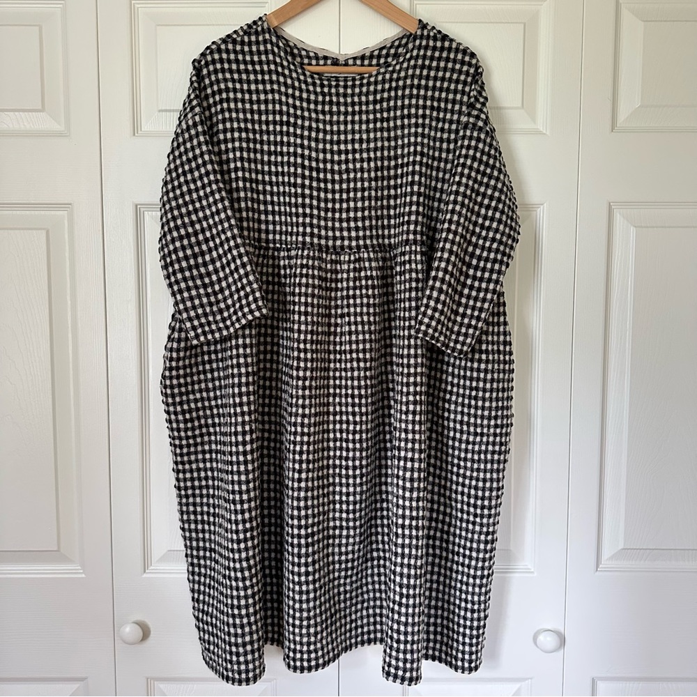 Ichi Antiquites wool-blend gingham dress